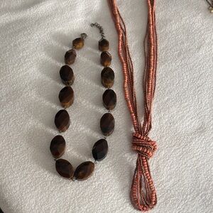 Ann Taylor Brown and Copper Beaded Necklace